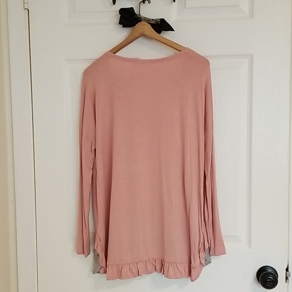 Mauve Long Sleeve Ruffled Hem Top - Picture 5 of 8
